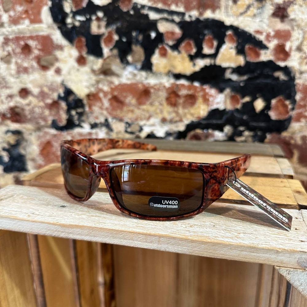 Outdoorsman Camouflage Eyewear UV400 Sport Sunglasses Mens Camo Amber Lens NEW